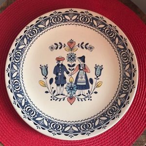 Vintage Hearts & Flowers Staffordshire Old Granite Dinner Plates